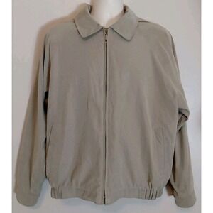 aberdeen collection Men Beige Microfiber Casual Collar Long Sleeve Jacket Size M